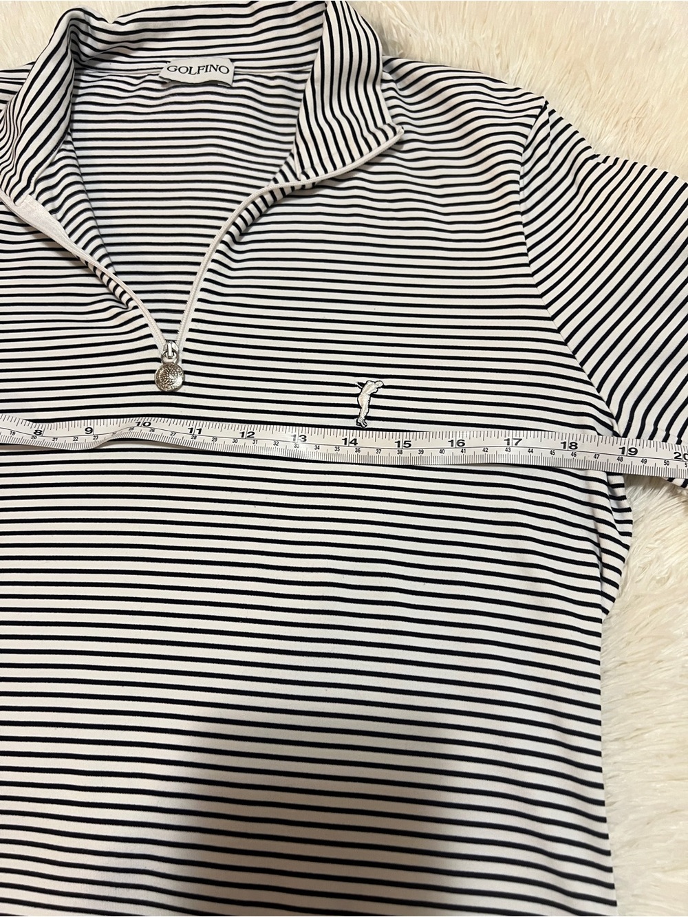 Golfino Quarter-Zip Pullover in Navy and White-Size 12 - Picture 7 of 12